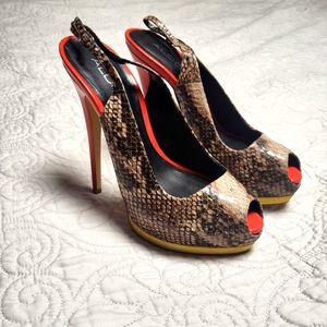 Aldo Snakeskin Platform Slingbacks
